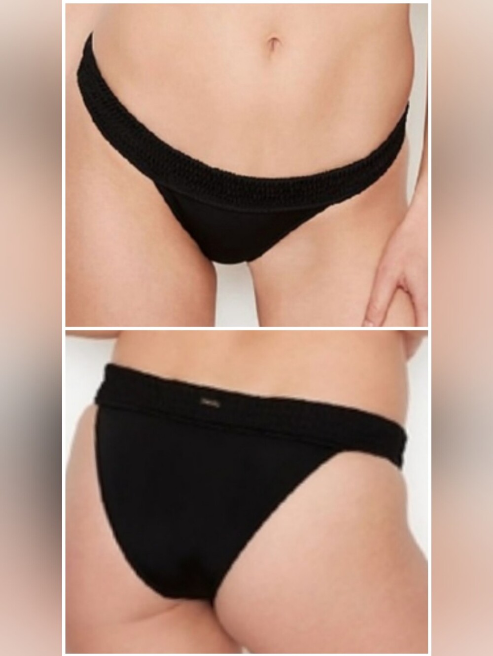 Victoria's secret very sexy smocked cheeky swim bikini bottom BLACK XLARGE